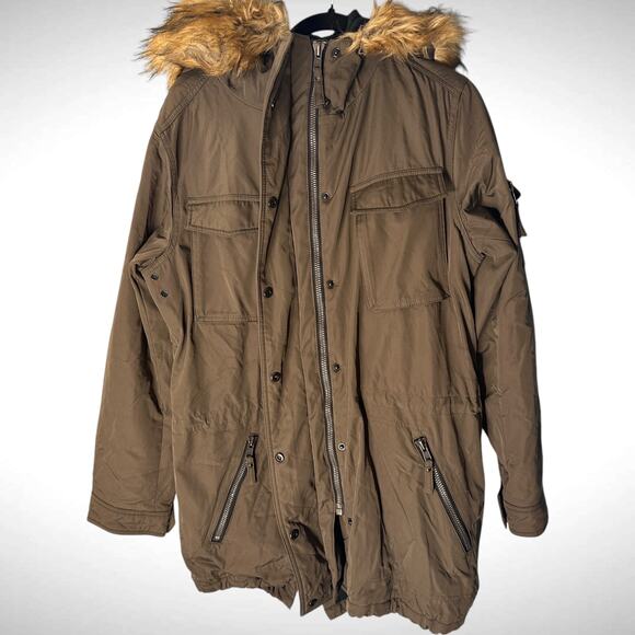 S13 Women's Size XXL Insulated Hooded Parka Jacket Olive Green Longline Winter - Picture 10 of 16